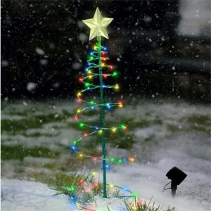 Christmas Outdoor Colorful LED Solar Light 2 Lighting Modes IP65 Waterproof Christmas Tree Light for New Year Garden Decoration Color