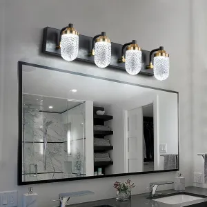 Modern Bathroom Vanity Light 5 Heads Black Transparent Glass Lampshade 110V 6000K Farmhouse Wall Sconce
