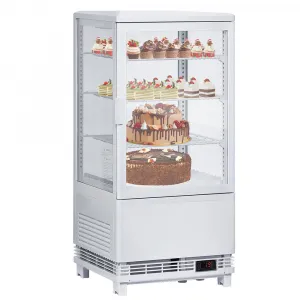 Commercial Cake Display Refrigerator, 2.8 Cu.FT Single-Door Merchandiser with Interior LED Lighting, Double-Layered Glass, Countertop/Floor Refrigerator, 110v