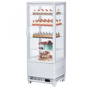 Commercial Refrigerator, 3.5 Cu. FT Glass Refrigerator Display Case Countertop with Adjustable Shelves, Interior LED Lighting, Display Fridge for Pastry Cake Restaurant, Auto Defrost, White