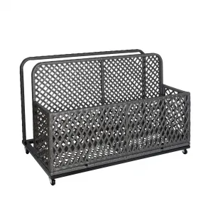Outdoor Poolside Float Storage Box - PE Rattan Patio Basket with Rolling Wheels for Floaties, Pool & Beach, Sturdy & Movable, Diamond Grey