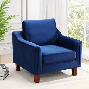 Mid Century Modern Velvet Accent Chair + Ergonomic Design + Soft Cushioning + High-Resilience Foam + Easy Assembly + 300 lbs Capacity + Bedroom, Living Room, Office