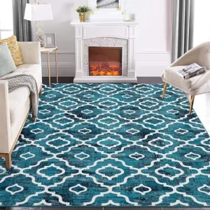 Living Room Rug 5x7 Boho Rug Modern Rug Washable Area Rugs for Bedroom Moroccan Trellis Rug Geometric Office Carpet Distressed Dining Room Area Rugs Non Slip Farmhouse Floor Cover Green