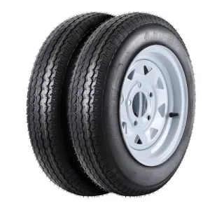4.80-8 Trailer Tires, 2 Pack, Load Range C 6PLY, 8"x3.75" Rims 5 Lug on 4.5", Max Load 760 LBS @ 90 PSI, Durable Nylon Cord Design for Utility, Cargo & Boat Trailers