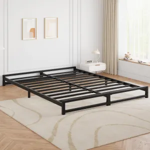 6 Inch Twin Size Metal Platform Bed Frame with Steel Slat Support, Mattress Foundation and No Box Spring Needed, Easy Assembly, Black (Twin)