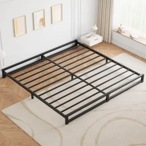 6 Inch King Size Metal Platform Bed Frame with Steel Slat Support, Mattress Foundation and No Box Spring Needed, Easy Assembly, Black (King)