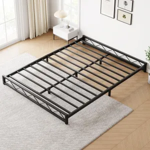 6 Inch Twin Size Metal Platform Bed Frame with Wavy Pattern, Twin Bed Frame with Steel Slat Support, Mattress Foundation, No Box Spring Needed, Easy Assembly (Black, Twin)