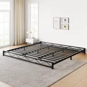 6 Inch King Size Metal Platform Bed Frame with Wavy Pattern, King Bed Frame with Steel Slat Support, Mattress Foundation, No Box Spring Needed, Easy Assembly (Black, King)
