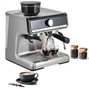 1450W 120V 20 Bar Espresso Machine with Steam Wand, Fast Heat,Barista Latte Machine With Removable Water Tank for Cappuccinos or Macchiatos - Silver