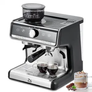 Professional Espresso Machine with Grinder: Brew Barista-Quality Coffee at Home,Professional Espresso Maker with Milk Frother Steam Wand, 20 Bar Barista Cappuccino Machine - Gray