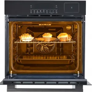 24" Electric Single Wall Oven 3000W - 2.5Cu.Ft Large Capacity, 8 Baking Modes, 3D Surround Heating, Timer, and Safety Lock.