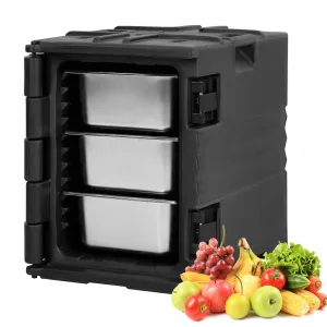 Food Warmer,Portable Food Warmer 82Qt Hot Box for Catering, Lldpe Food Box Carrier Double Catering for 3/6 "or 6/2.5" Plates for Family Gathering, Canteen, Restaurant - black