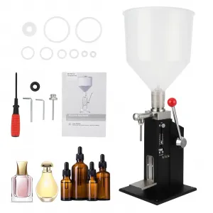 5-50ml Manual Paste Liquid Filling Machine - Adjustable Bottle Filling Machine With 10L Transparent, Lightweight Design for Creams Perfume Drink Medicine - 5-50ml with shelf / Black