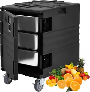 82Qt Portable Food Warmer, LLDPE Hot Box w/ Wheels for Catering - BLACK