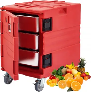 82Qt Portable Food Warmer, LLDPE Hot Box w/ Wheels for Catering - RED