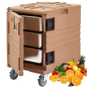 82Qt Portable Food Warmer, LLDPE Hot Box w/ Wheels for Catering - BROWN