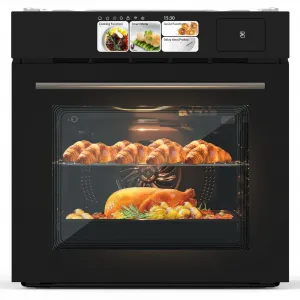 24-Inch Single Wall Oven, Built-In Electric Oven | 2.5 Cu.ft with 8 Cooking Modes, 3000W, 240V, Stainless Steel, Colorful Touch Screen, Transparent Window