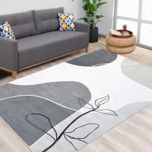 Aesthetic Area Rugs 5x7 Washable Rugs for Living Room Artistic Modern Printed Rug Low Pile Bedroom Rug Abstract Area Rugs Non Slip Throw Rugs for Office Classroom Dining Room, Grey/Taupe