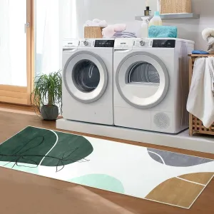 Modern Runner Rugs for Hallway 2x6 Bathroom Rugs Machine Washable Rugs Artistic Abstract Rug Small Rug Kitchen Mat Non Slip Area Rugs for Living Room Entryway Bedroom Laundry, 2'x6' Green/Brown