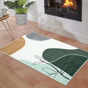 Large Washable Rugs 8x10 Area Rugs for Living Room Modern Abstract Rug Aesthetic Low Pile Modern Rug Boho Throw Rugs Non Slip Area Rugs Bedroom Rug Home Office Dining Room, Green/Brown