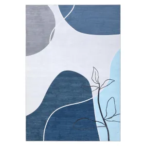 Large Modern Area Rugs 9x12 Living Room Washable Rugs Artistic Rug for Bedroom Modern Rug Non Slip Carpet Abstract Throw Rugs Stain Resistant Office Rug Dining Room Rug 9'x12' Blue/Grey