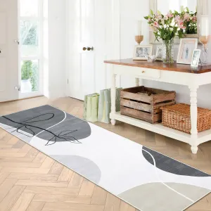 Modern Runner Rugs for Hallway 2x6 Bathroom Rugs Machine Washable Rugs Artistic Abstract Rug Small Rug Kitchen Mat Non Slip Area Rugs for Living Room Entryway Bedroom Laundry, 2'x6' Grey/Taupe