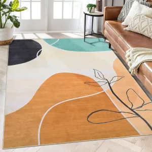 Extra Large Rug 10x13 Modern Washable Rug Boho Abstract Tropical Floral Non Slip Indoor Carpet