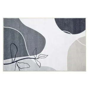 Washable Rugs 4x6 Rug for Living Room Entryway Aesthetic Modern Rug Low Pile Bedroom Rugs Artistic Rug Floor Mat Non Slip Area Rugs Soft Faux Wool Throw Rugs for Office Classroom, Grey/Taupe