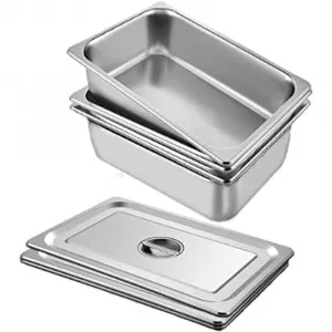 3 Pack Stainless Steel Food Pan 6" with Lid Table/Hotel Pan for Food Warmer in Gatherings Camping and Restaurants