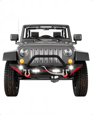 Front Bumper Compatible with 2007-2018 Jeep Wrangler JK & Unlimited JKU (2/4 Doors), Rock Crawler Off Road Full Width Bumper w/Winch Plate, 2 D-Rings & Paintable Armor