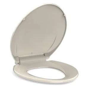 Toilet Seat Elongated,Toilet Seat with Quick-Release And Quick-Attach, Plastic Toilet Seat with Soft Close, Easy Install and Clean - Fits Most Elongated Toilets Almond