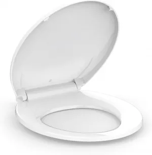 Toilet Seat Round Soft Close 17'', Round Toilet Lid Slow Close Quiet No , Installation & Release， PP Clean&Install, Comfortable Ergonomic Design, Plastic