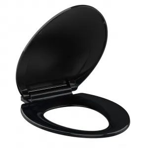 Toilet Seat Elongated,Toilet Seat with Quick-Release And Quick-Attach, Plastic Toilet Seat with Soft Close, Easy Install and Clean - Black