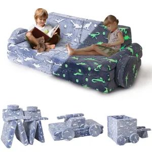 Kids Play Couch, Glow in The Dark Toddler Convertible Modular Sofa for Nursery Playroom