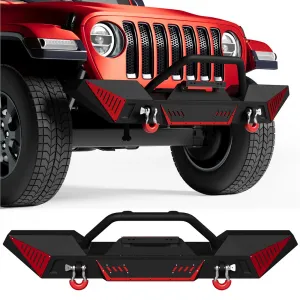 Full Width Front Bumper, Compatible with Jeep 2018-2023 Wrangler JL & Unlimited JLU(2/4 Doors),2020-2023 Gladiator JT, Off-road DIY Paintable, Textured Black