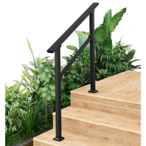 3-Step Metal Handrail – Outdoor Stair Railing for Steps with Black Finish