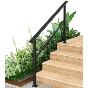 5-Step Metal Handrail – Outdoor Stair Railing for Steps with Black Finish