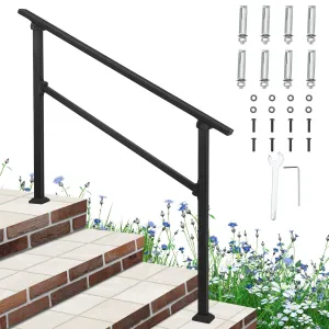4 Step Hand Rails for Outdoor Steps, Aluminum Alloy Railing, Exterior Hand Railing for Steps, Porch Railing Kit, Outdoor Handrails for Exterior Steps, Stair Railing for Concrete - 4 Steps