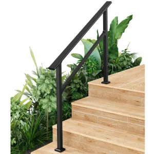 4-Step Metal Handrail – Outdoor Stair Railing for Steps with Black Finish