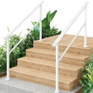 5-Step Metal Handrail 2-Pack Outdoor Stair Railing for Steps with White Finish