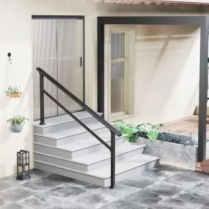 Hand Rails for Outdoor Steps, 6 Step Handrail & Indoor Stair Railing Kit, Railings for Outdoor Steps and Hand Rails for Seniors, Porch Railing & Deck Hand Rail, 5-6 Step Railing