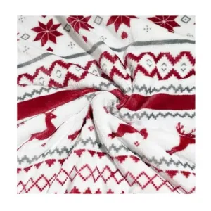 Fleece Flannel Christmas Blankets Reindeer Pattern Ultra Soft Plush Throw Blanket for Winter Bedding Couch 152 x 127cm