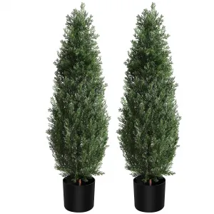 2-Piece 3ft Artificial Cedar Tree Faux Shrub in UV Protection Design for Outdoor & Indoor Decor
