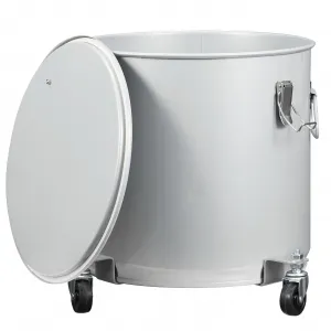 Fryer Grease Bucket 8 Gal, Coated Carbon Steel Oil Filter Pot with Caster Base, Oil Disposal Caddy, Transport Container with Lid Lock Clip Nylon Filter Bag, Silver