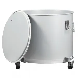 Fryer Grease Bucket 10 Gal, Coated Carbon Steel Oil Filter Pot with Caster Base, Oil Disposal Caddy, Transport Container with Lid Lock Clip Nylon Filter Bag, Silver