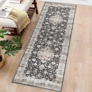 Area Rug 2x6 Vintage Rug Runner Washable Rug Soft Oriental Entryway Runners Indoor Hallway Kitchen Runners Non-Slip Non Shedding Long Rug Runner for Living Room Bedroom Bedside Bathroom