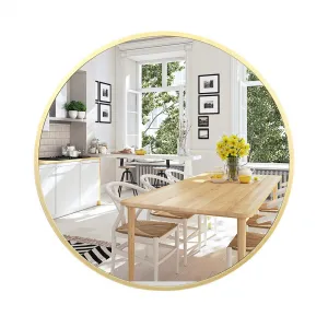 Gold Circle Mirror for Bathroom, 18 inch Round, HD Eco-Friendly, Matte Black Metal Frame, Easy Install, Vanity, Entryway