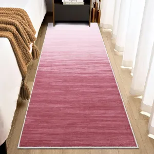 Modern Pink 2x6 Runner Rugs, Hallway Rug Abstract Ombre Rugs for Living Room Bedroom Washable Rugs with Rubber Backing Vintage Entryway Carpet Farmhouse Rug Aesthetic Floor Cover