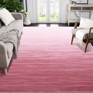 Large Area Rug 10x13 Pink Washable Non-Slip Low Pile Soft Carpet for Living Room Bedroom Nursery Home Office