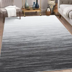 Modern Grey 9x12 Large Living Room Rug Ombre Rugs for Bedroom Washable Abstract Rugs with Rubber Backing Low Pile Area Rugs Non Slip Office Carpet Indoor Farmhouse Floor Cover